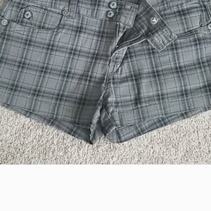YMI Gray Plaid Low-Rise Denim Shorts